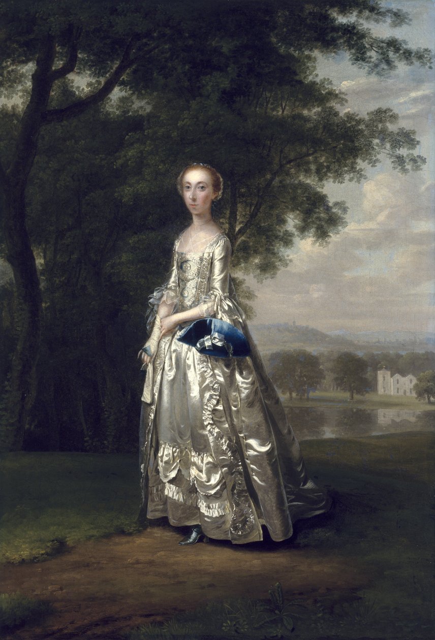 Retrato de uma senhora em uma paisagem, 1750 de Arthur Devis