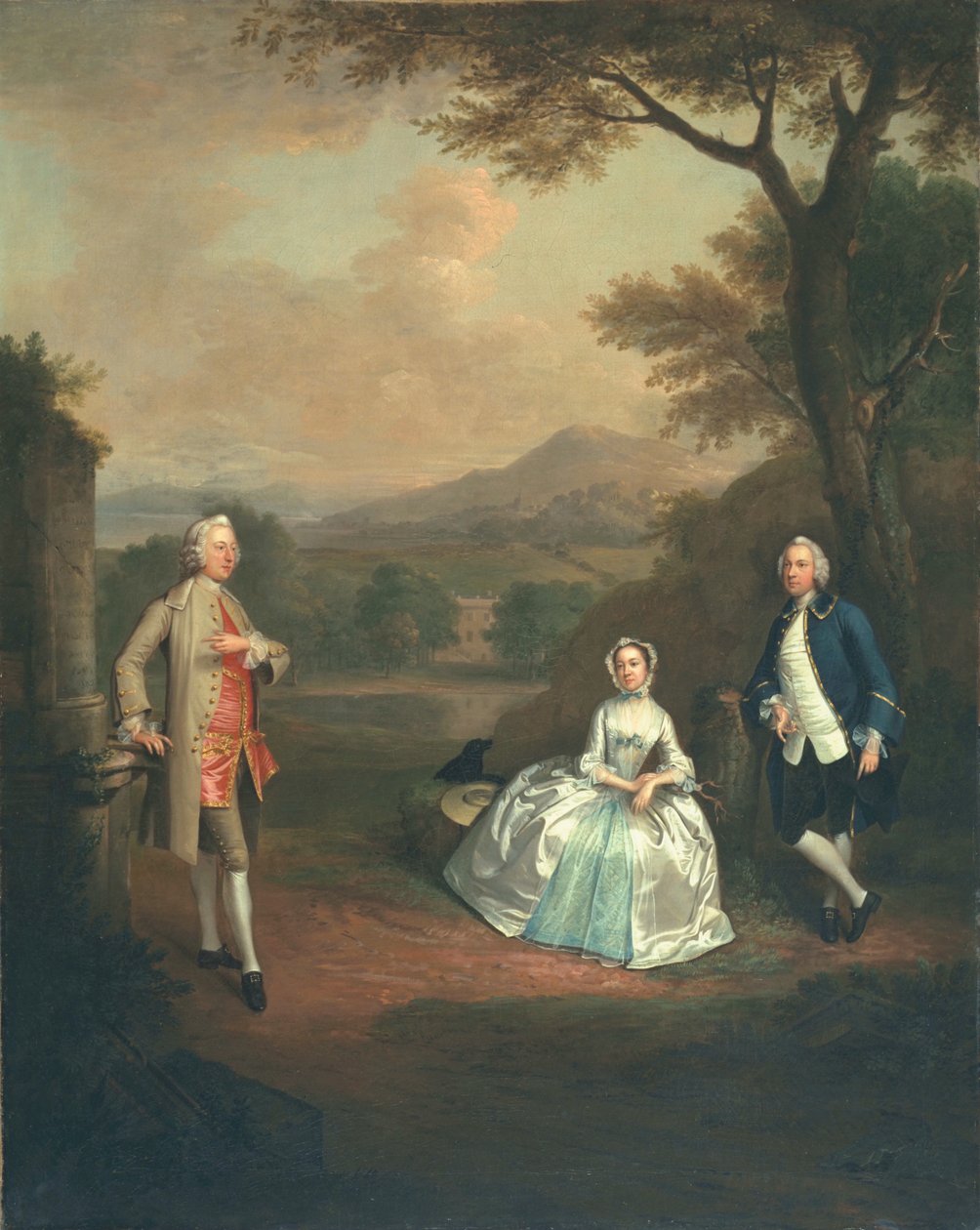 Sir George Lyttelton, Bart., Com o tenente-coronel Richard Lyttelton e Rachel, duquesa de Bridgewater, 1748 de Arthur Devis
