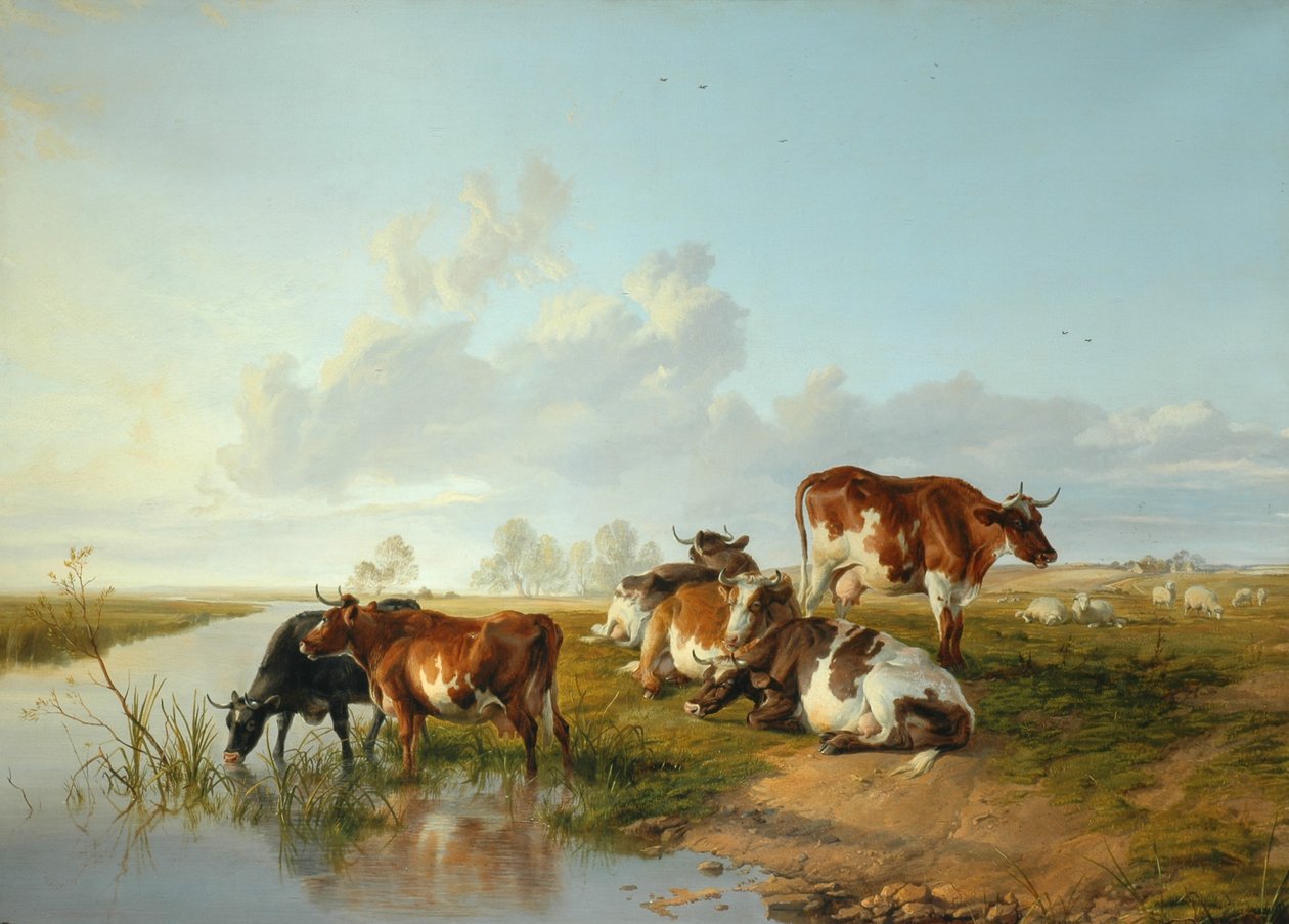 Paisagem com um gado perto de lã, Dorset de Arthur Douglas Peppercorn