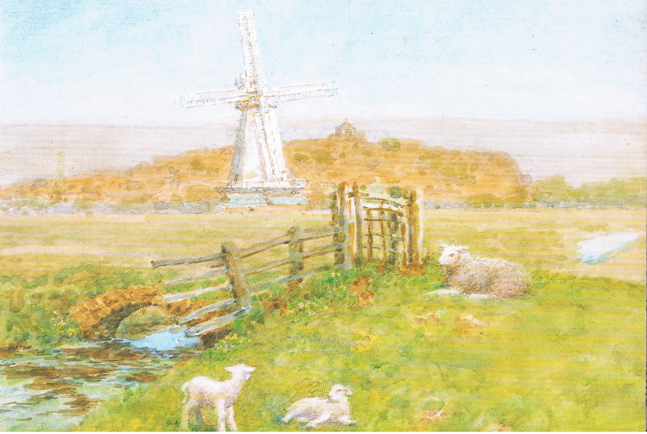 O moinho de vento, Rye, Sussex, Cartão Postal, 1970 de Arthur Foord Hughes