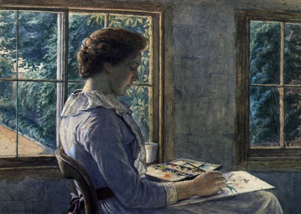 Pintura Mulher (aguarela sobre papel) de Arthur George Walker