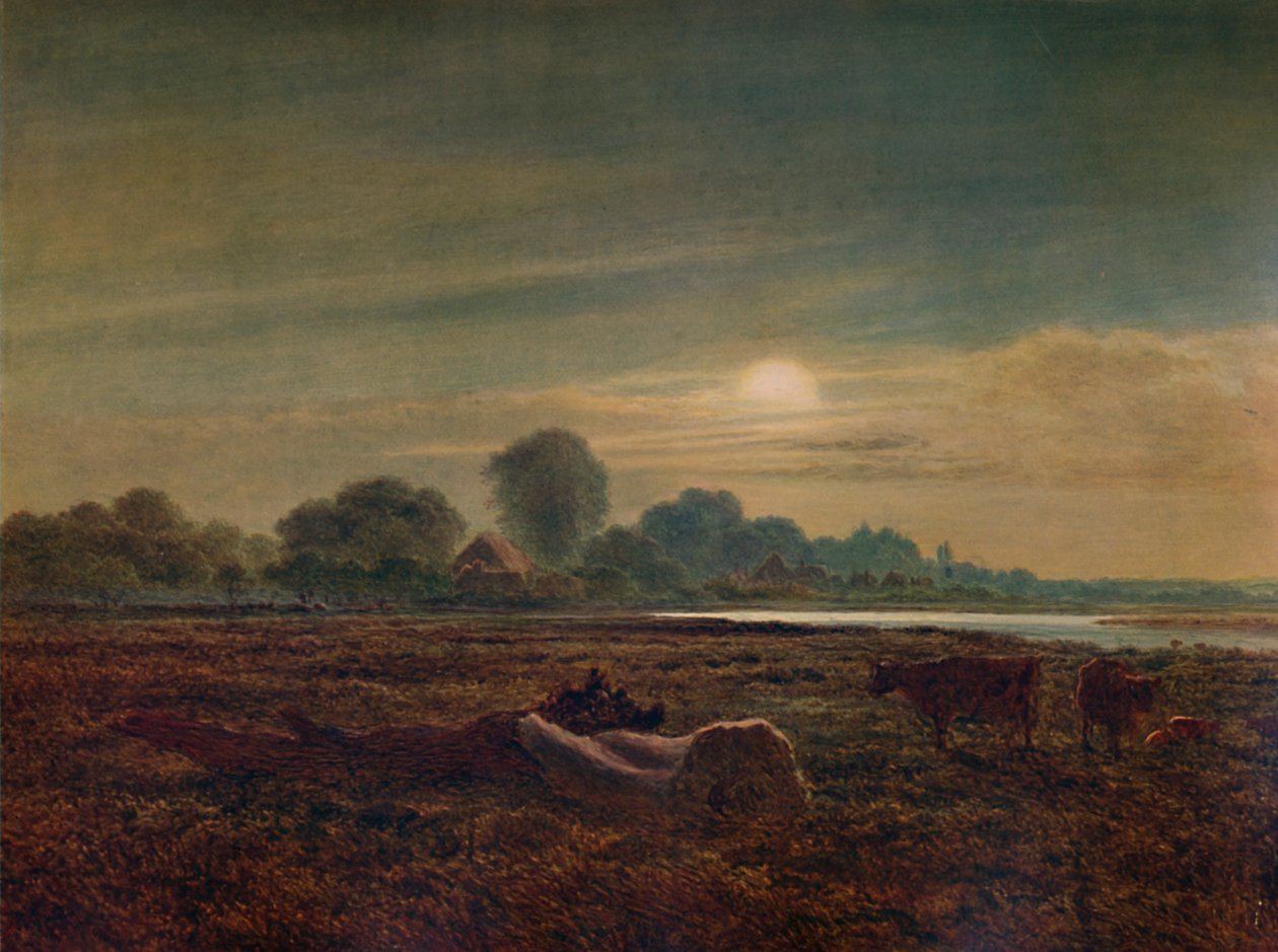 Cena do rio ao luar, com gado, 1879, 1935 de Arthur Gilbert