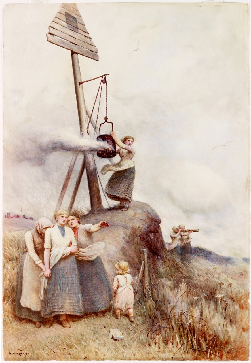 Acendendo o farol (bodycolour) de Arthur Hardwick Marsh