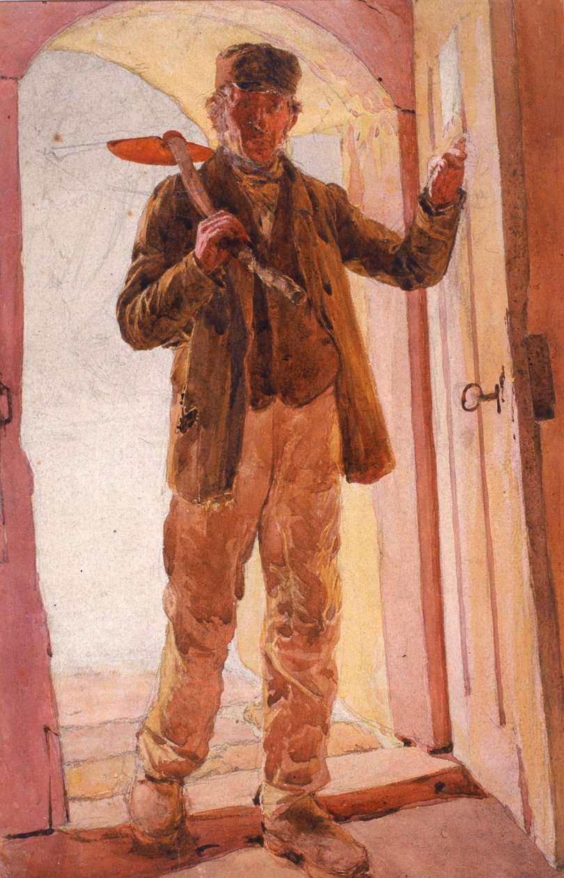 O trabalhador (lápis e aquarela sobre papel (a bordo)) de Arthur Hardwick Marsh