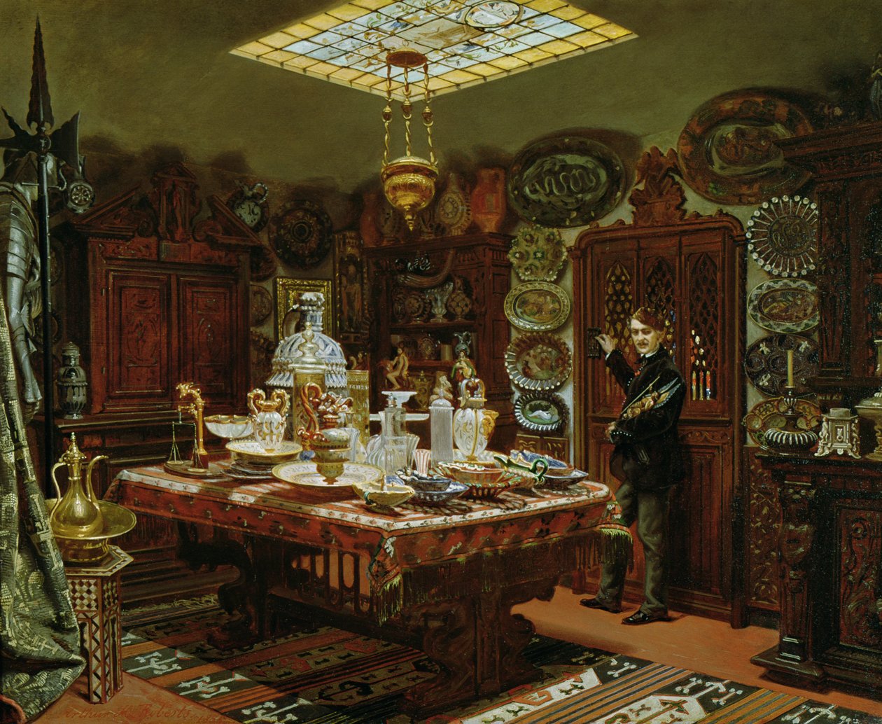 Interior da sala de coleção de Monsieur Sauvageot, 1856 de Arthur Henri Roberts