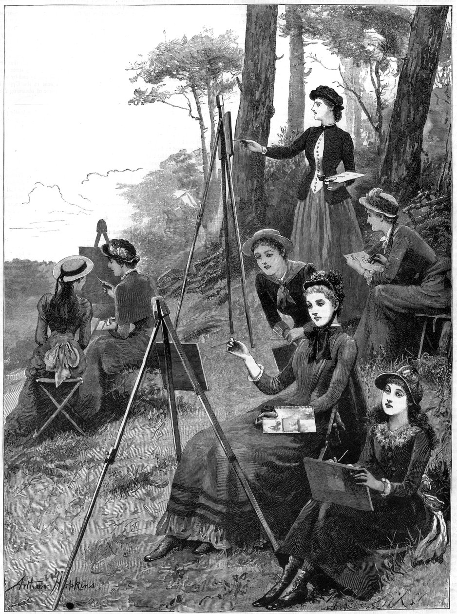 Um clube de desenho feminino, 1885. de Arthur Hopkins