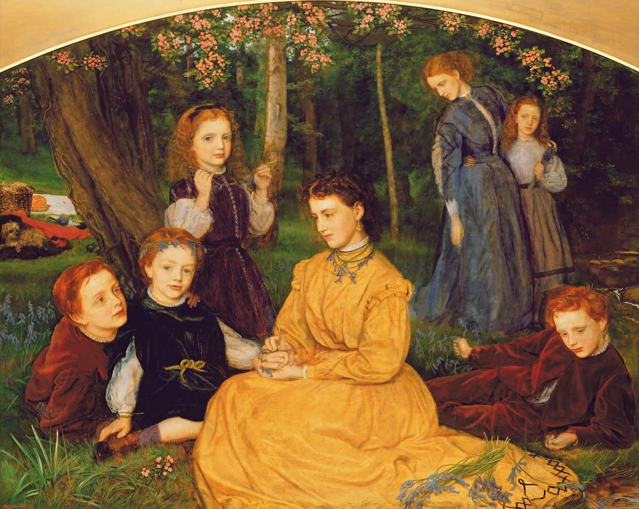 Um piquenique de aniversário - Retratos dos Filhos de WW Pattinson, Esq. de abate, perto de Gateshead, 1866-67 de Arthur Hughes