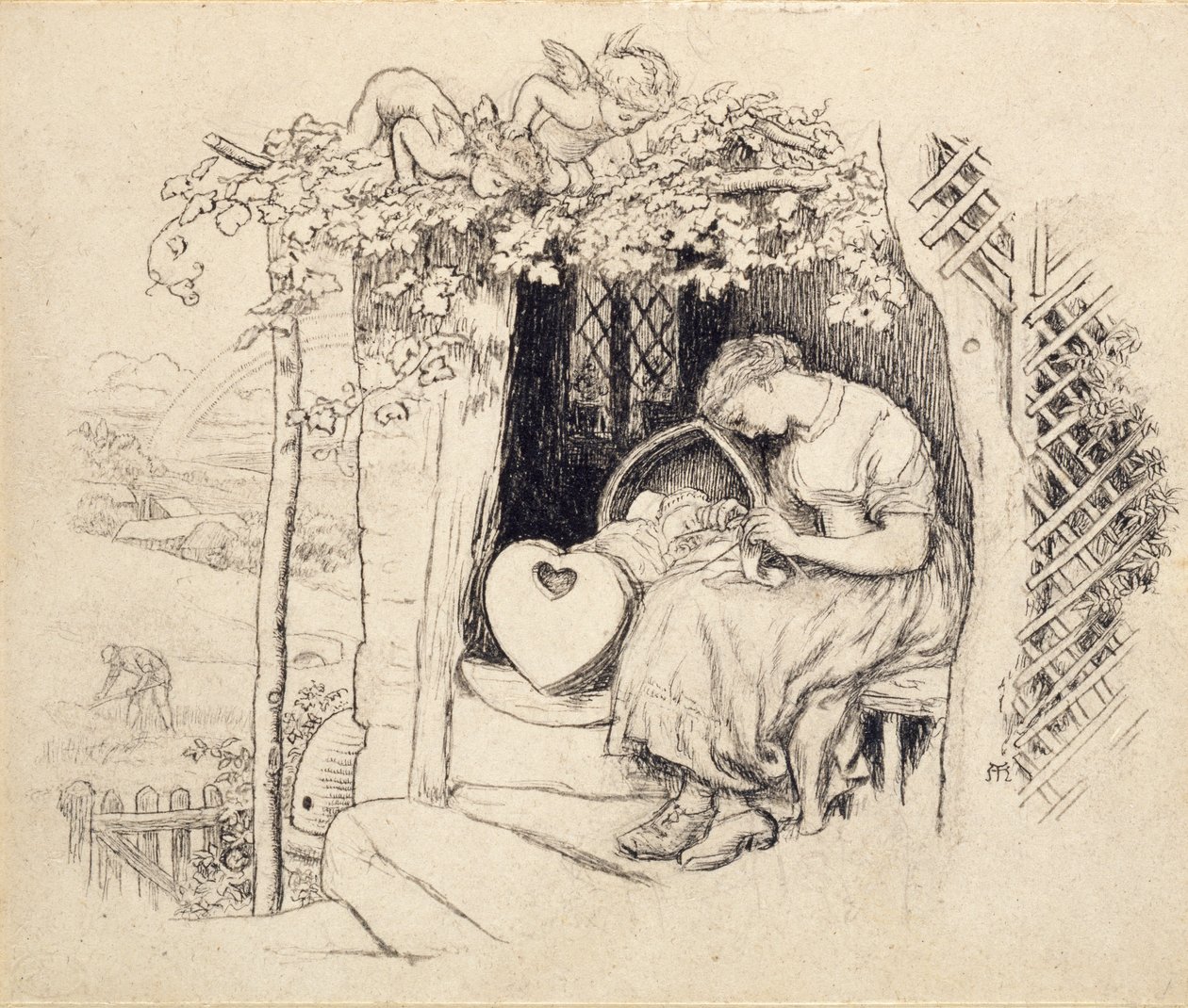 Perto do Berço, 1873 de Arthur Hughes