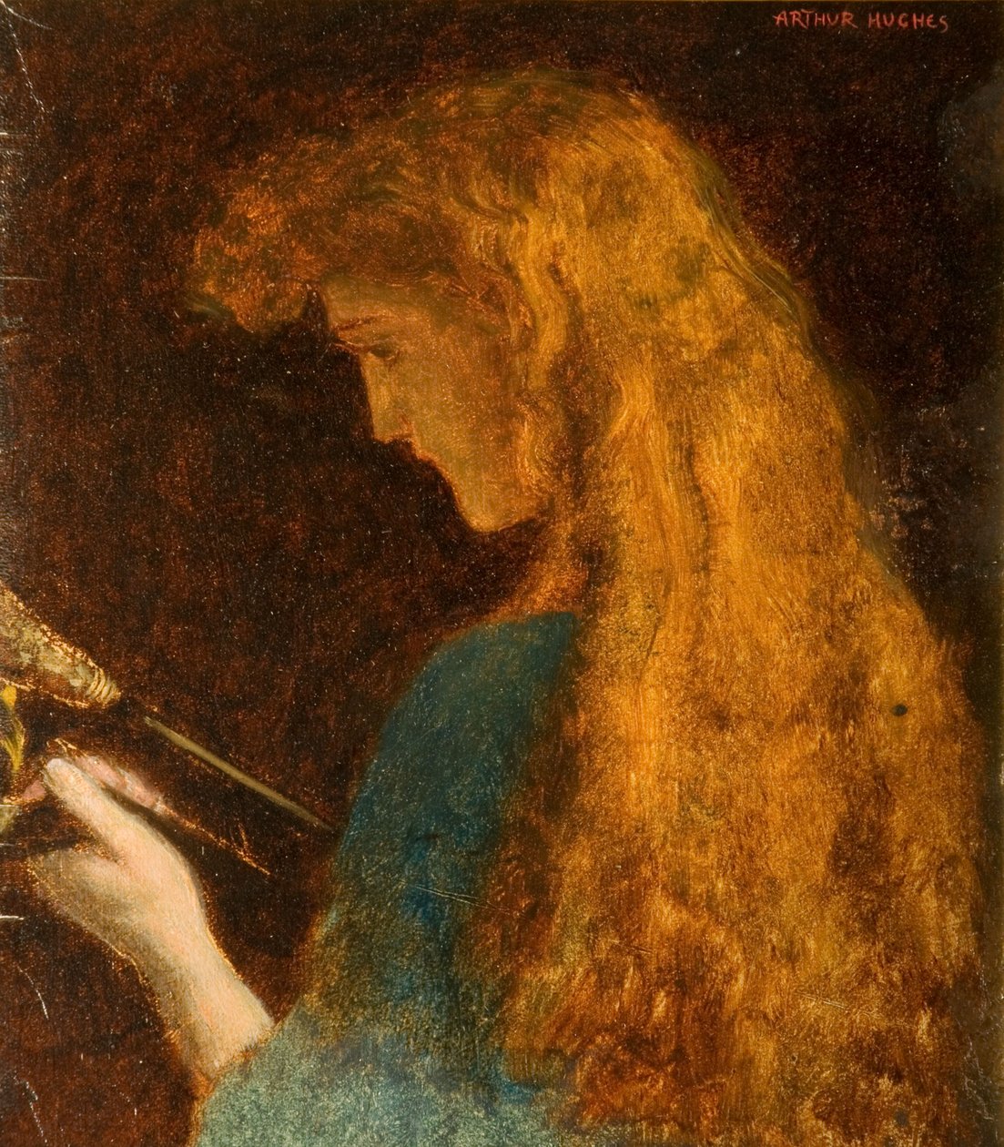 Estudo da cabeça de uma rapariga de Arthur Hughes