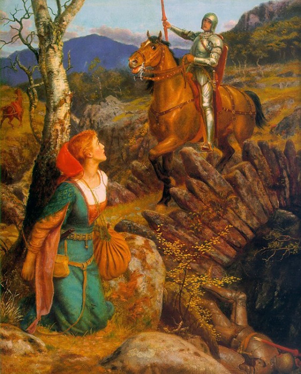 A derrubada do cavaleiro enferrujado, c.1894-1908 de Arthur Hughes