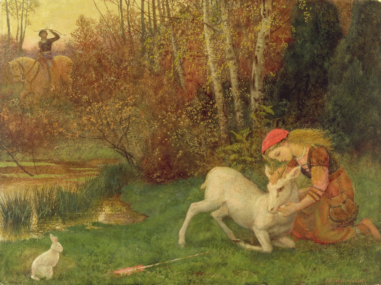 O branco Hind, c.1870 (guache) de Arthur Hughes