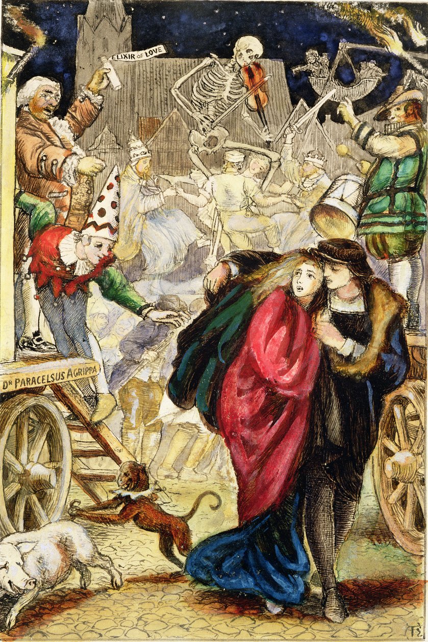 Vanity Fair, c.1872 (tinta preta e aquarela a bordo) de Arthur Hughes