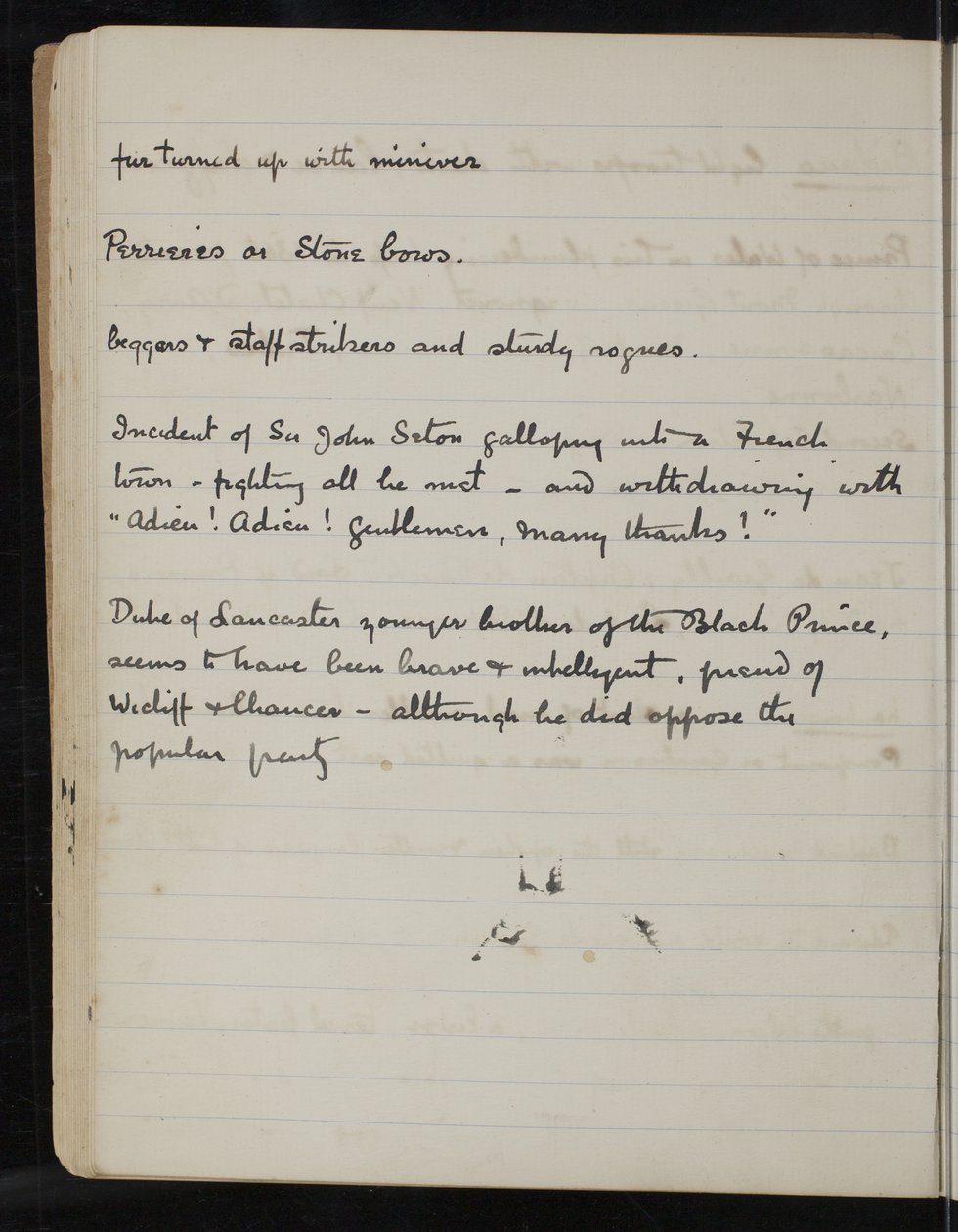Página de um caderno da The White Company, o caso do Folio do Vault da biblioteca Newberry MS 5116 no. 2 de Arthur Ignatius Conan Doyle