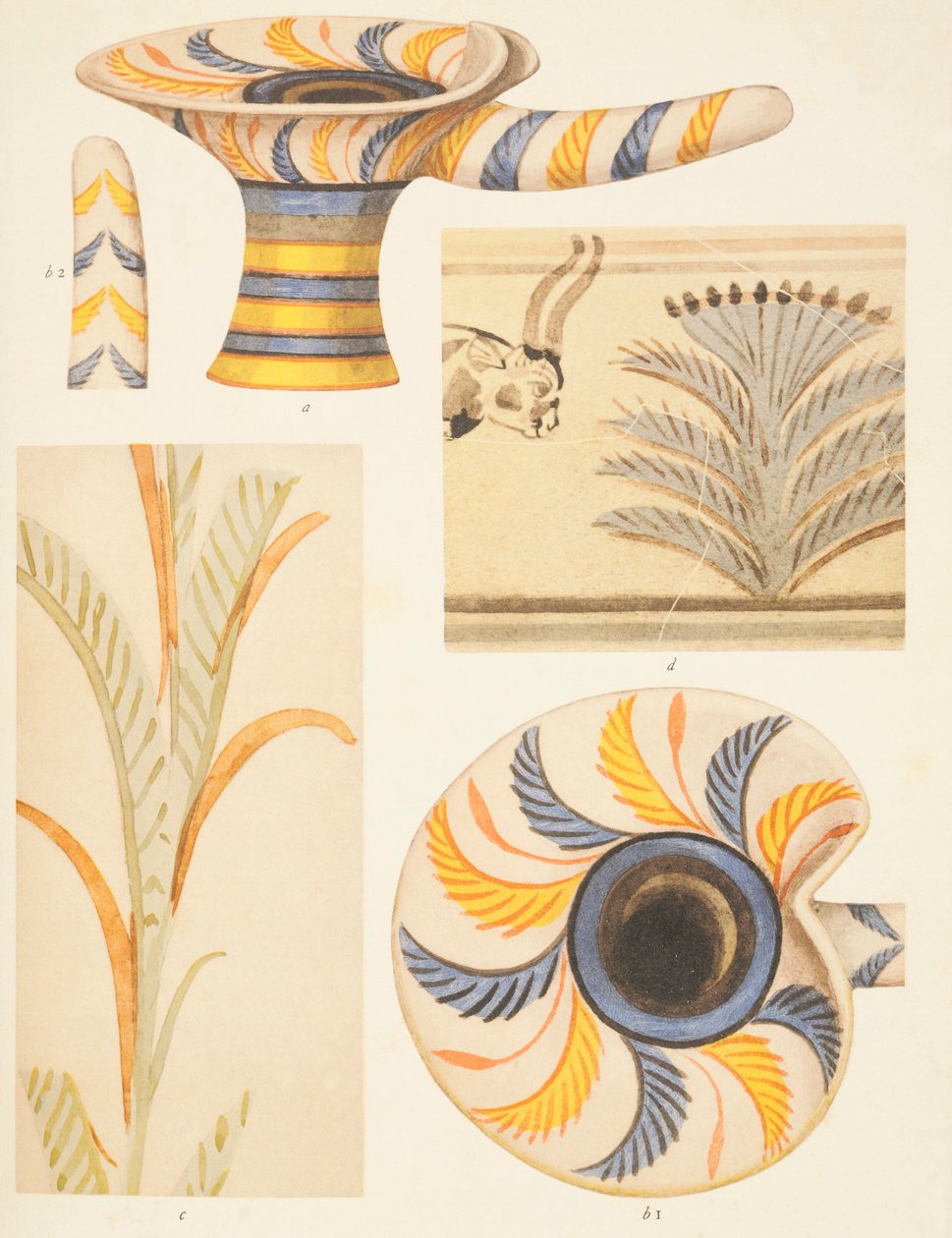 Pormenor das decorações em cerâmica de Knossos de Arthur John Evans