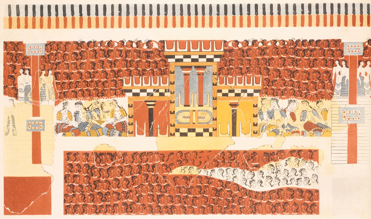 Reconstrução de um fresco de Knossos de Arthur John Evans