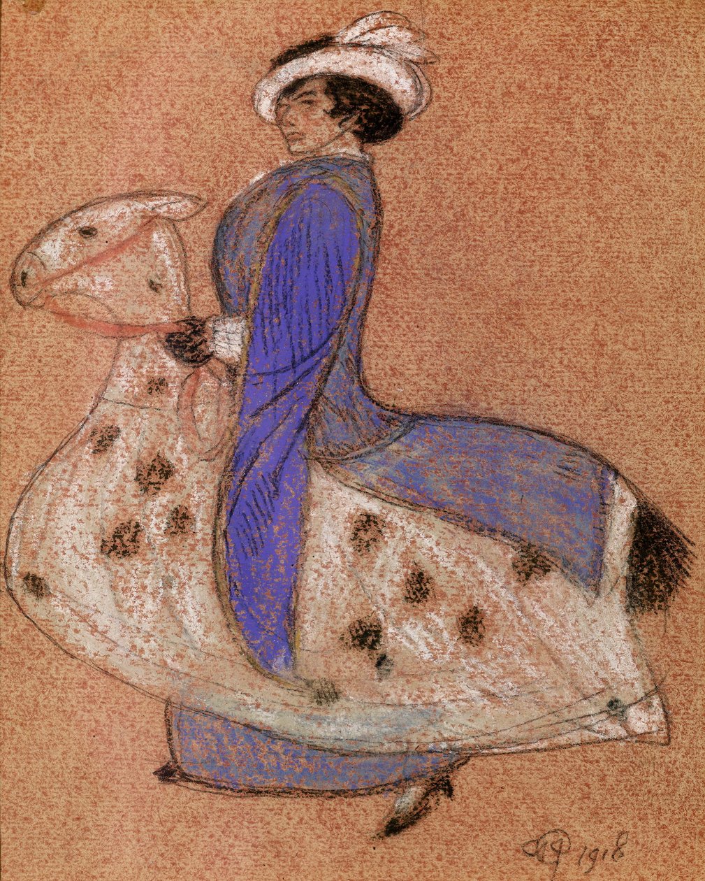 O cavalo da pantomima, 1918 (giz no papel) de Arthur Joseph Gaskin