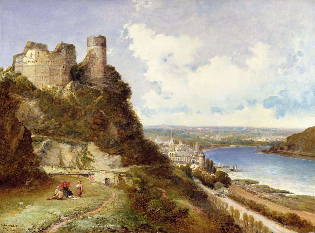 Castelo de Oberwesel e Reno Schonberg, Alemanha de Arthur Joseph Meadows