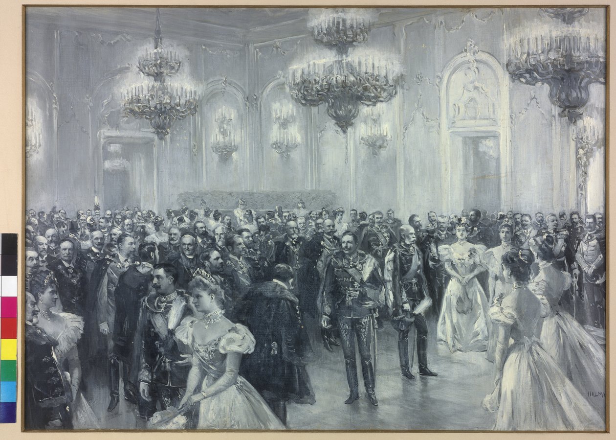 Receção na corte por ocasião da visita do Imperador Wilhelm II a Budapeste 1897 de Arthur Lajos Halmi