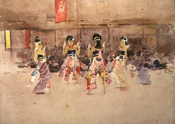 Bailarinos Javaneses (aguarela sobre papel) de Arthur Melville