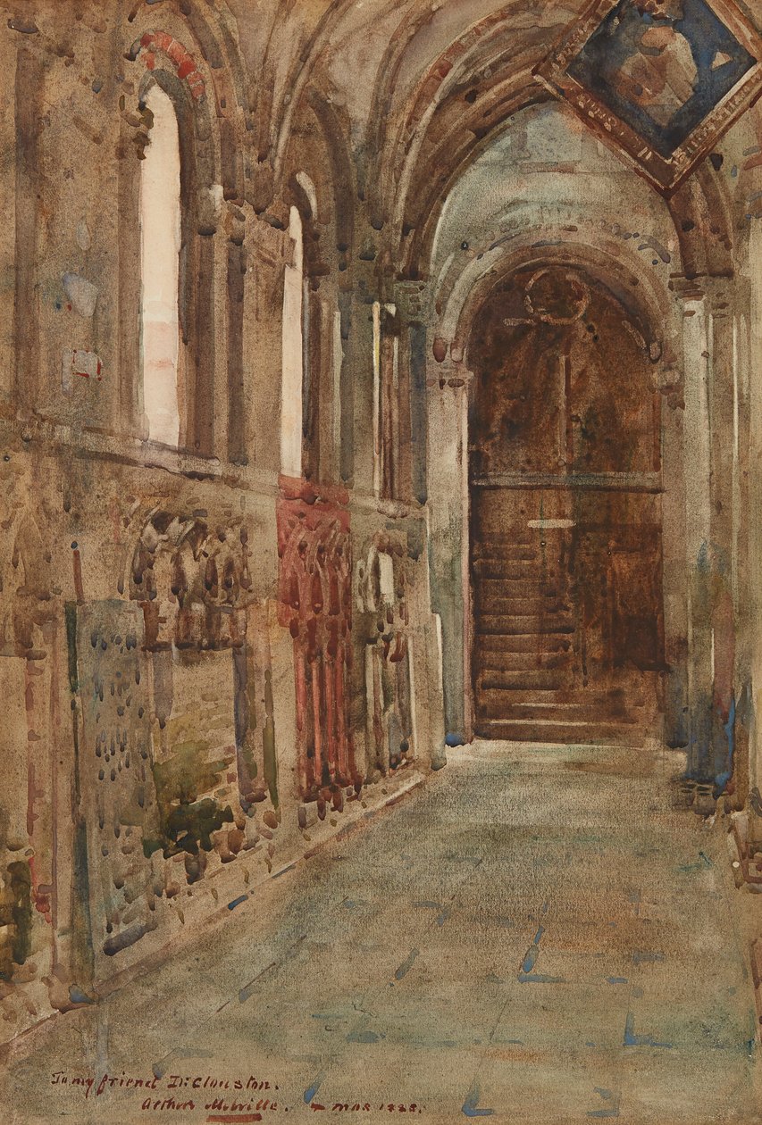 Corredor Norte da Catedral de São Magno, Kirkwall (aquarela) de Arthur Melville
