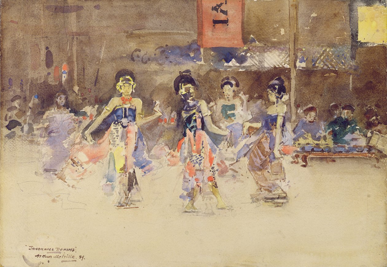 Os dançarinos javaneses, 1889 (wc no papel) de Arthur Melville