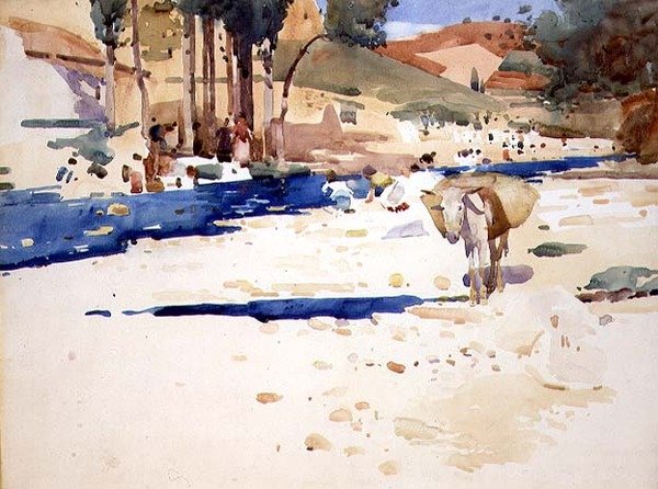 Lavadeiras no Darro (aquarela) de Arthur Melville