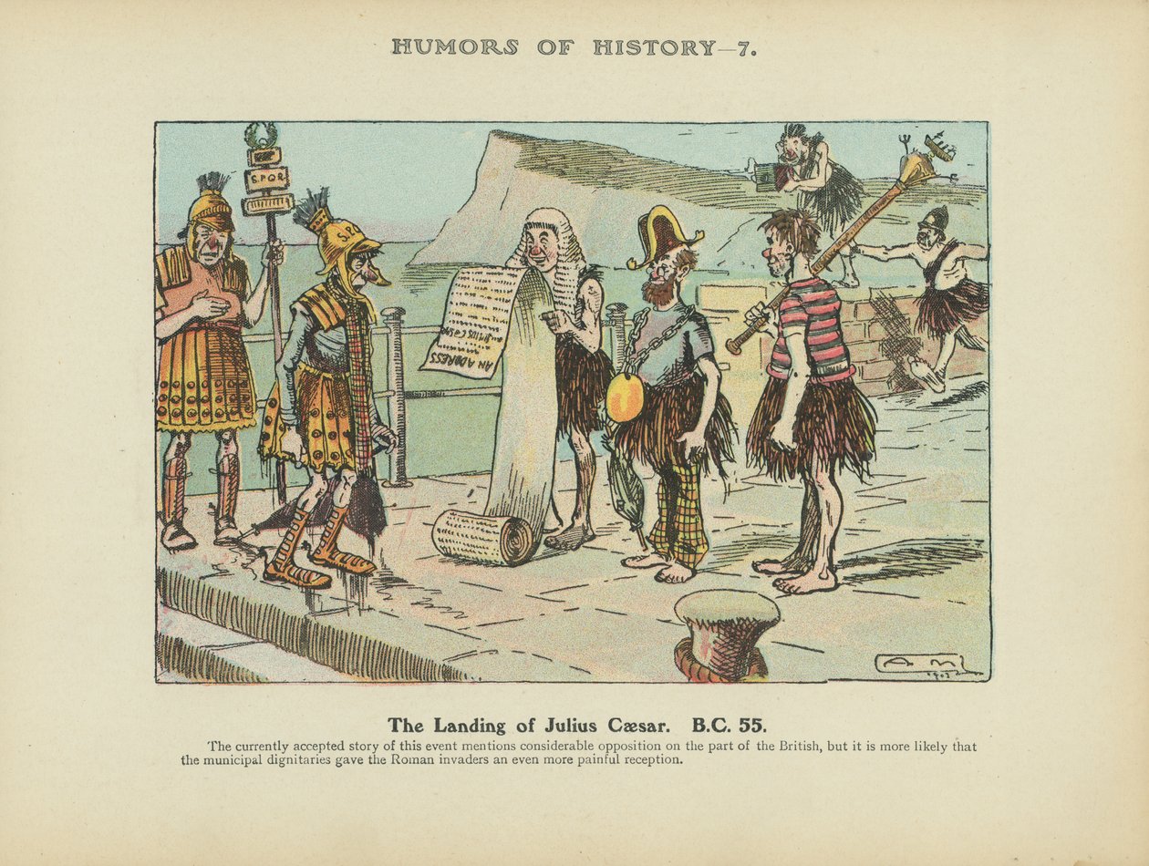 O desembarque de Júlio César. 55 a.C. (litografia a cores) de Arthur Moreland