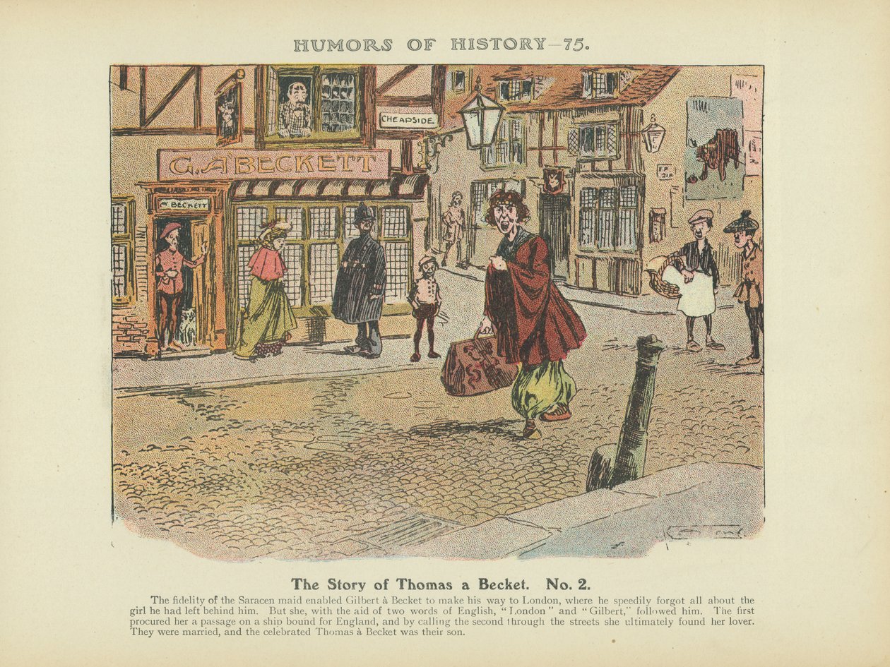 A história de Thomas a Becket. No. 2 (litografia a cores) de Arthur Moreland