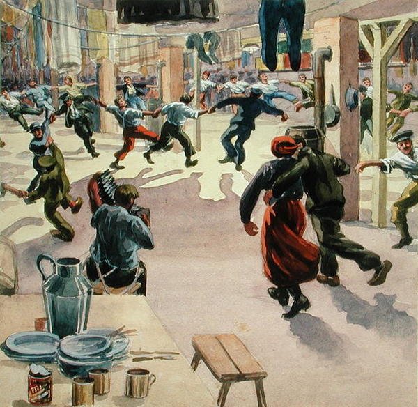 Véspera de Natal em Giessen Camp, c.1916 (aquarela sobre papel) de Arthur Nantel