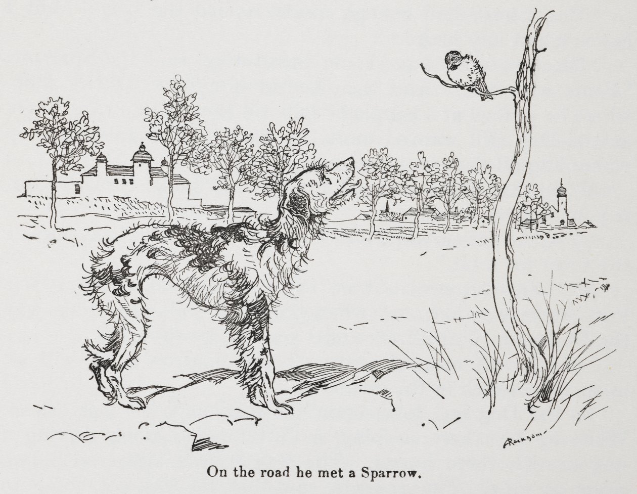 Um cão e um pardal. de Arthur Rackham