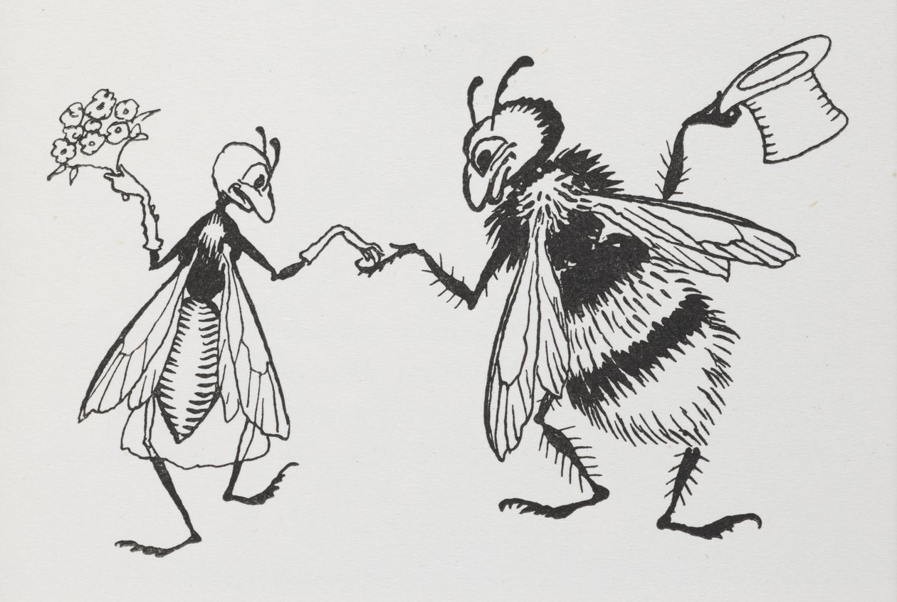 Uma mosca e uma abelha a casar. de Arthur Rackham