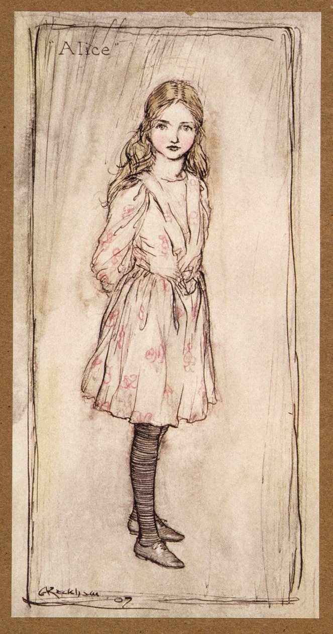 Alice, frontispício de Alices Adventures in Wonderland, de Lewis Carroll, pub.1907 de Arthur Rackham