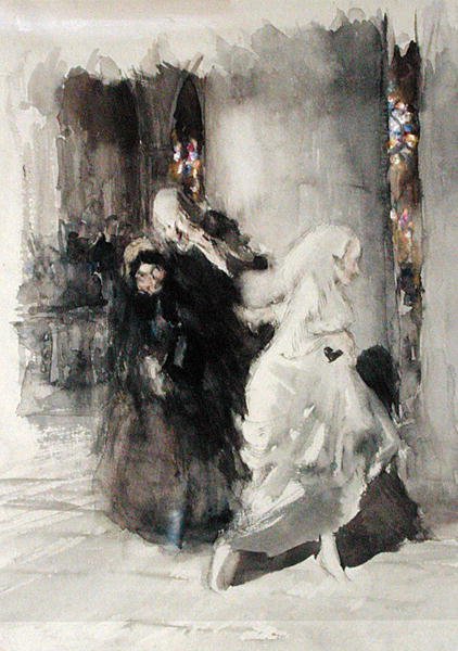No Casamento (aguarela sobre papel) de Arthur Rackham