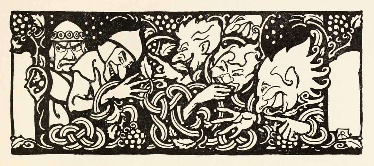 Becfola em sua carruagem de The Wooing of Becfola em contos de fadas irlandesesSee desc de Arthur Rackham