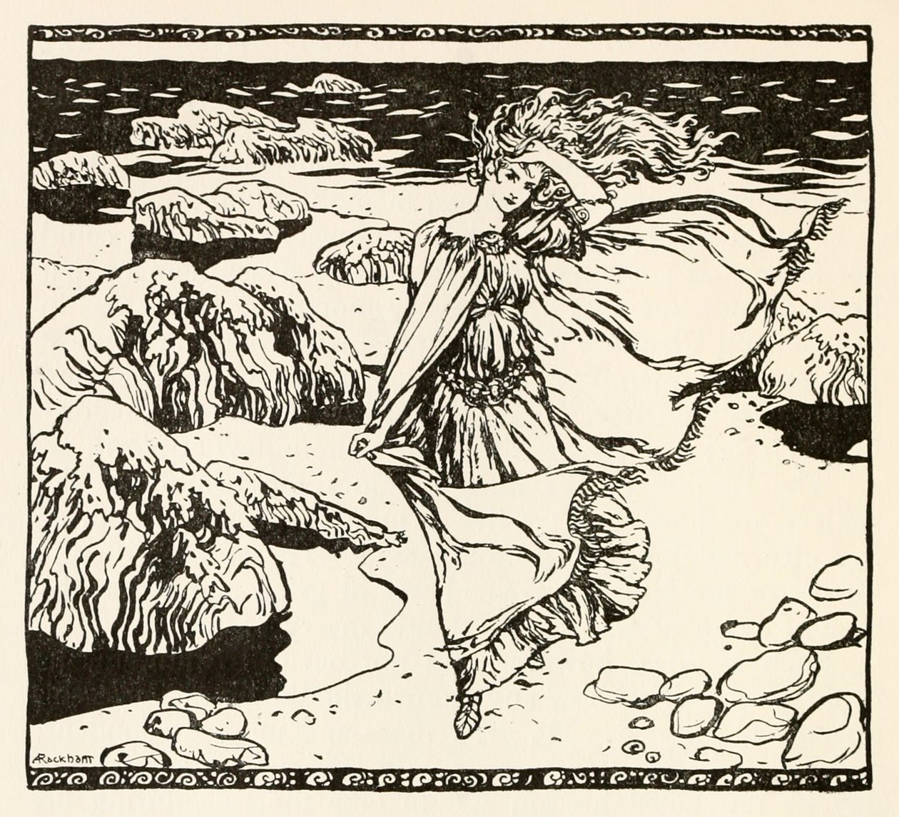 Becuma de Becuma da pele branca em contos de fadas irlandeses de Arthur Rackham