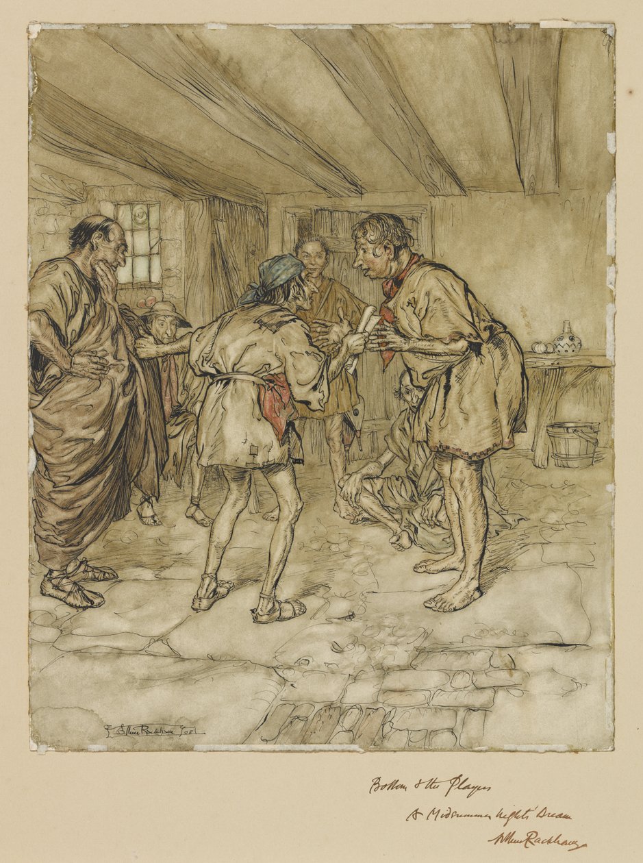 Bottom e os actores: Sonho de uma noite de Verão de Arthur Rackham
