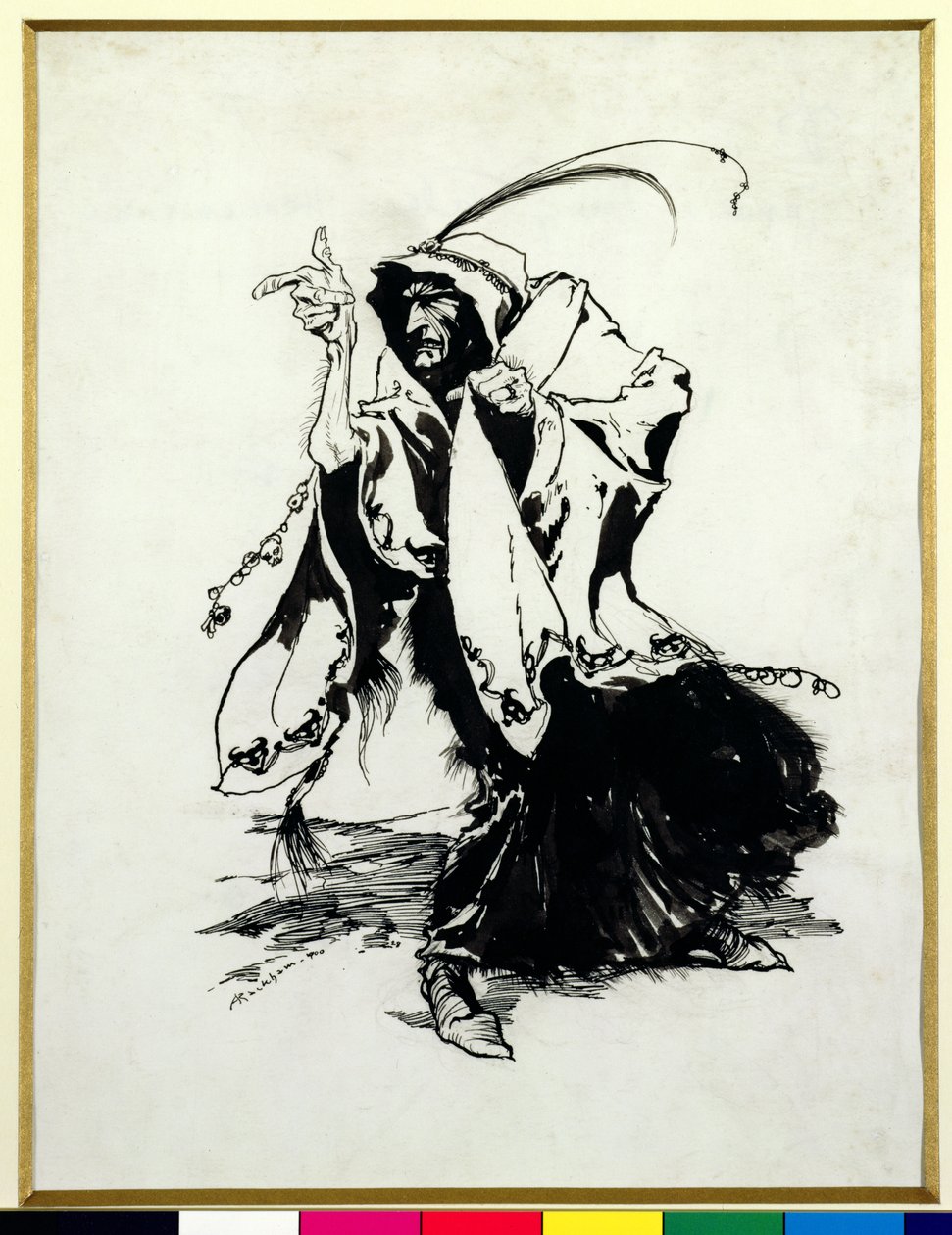 Briar Rose - a décima terceira fada, ilustração de contos de fadas dos irmãos Grimm, traduzido por Mrs Edgar Lucas, publicado em 1900 (caneta e tinta & monocromático wc no papel) de Arthur Rackham