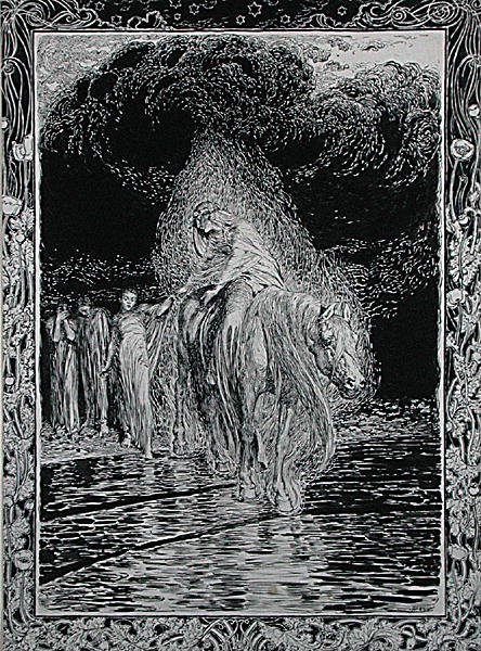 Atravessando o rio de Arthur Rackham