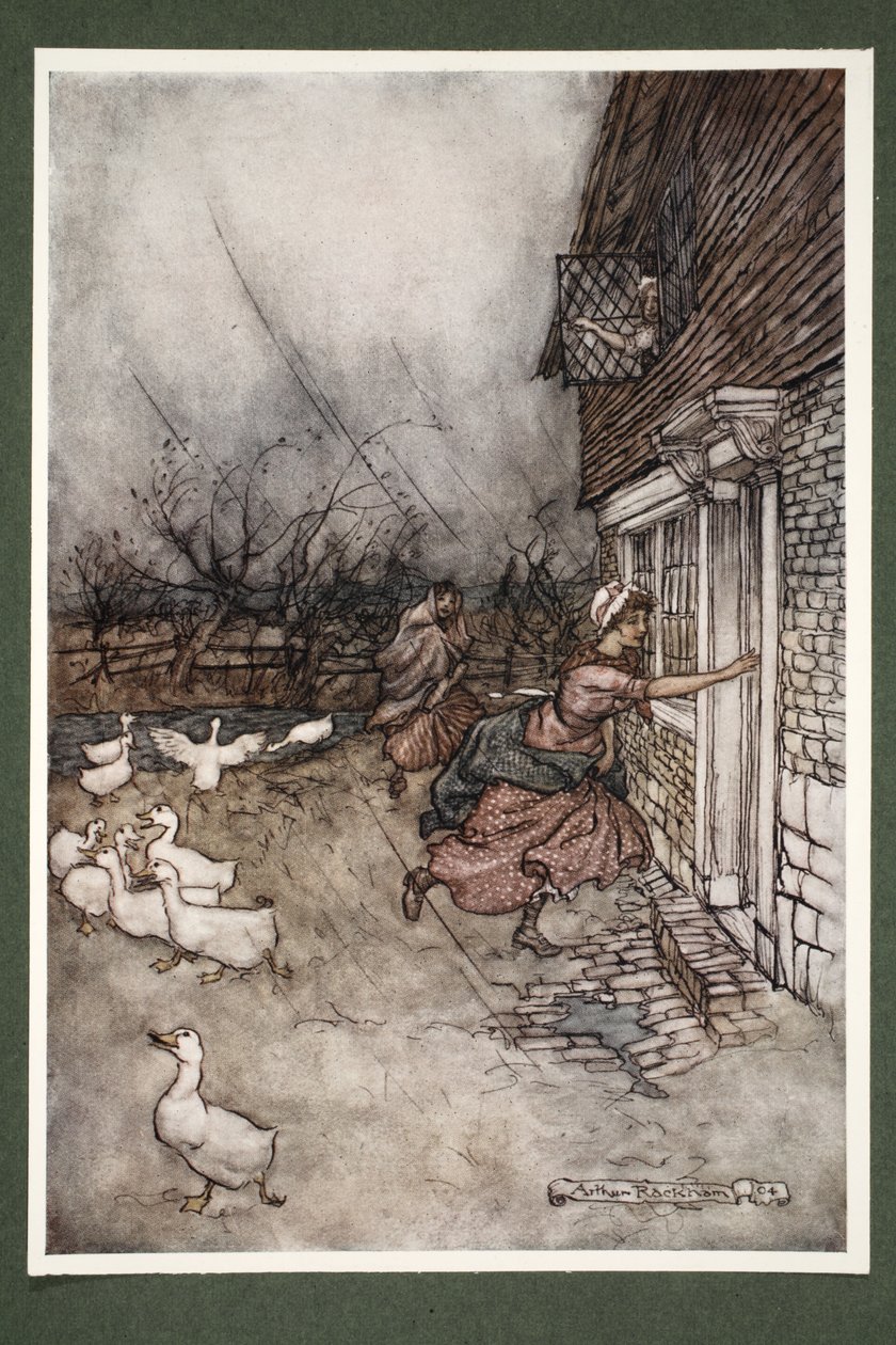 Até hoje eles nunca ouvem uma tempestade sobre o Kaatskill, mas dizem que Hendrick Hudson e sua equipe estão no jogo de boliche, de Rip Van Winkle, do Washington Irving, pub. 1910 (colou de Arthur Rackham
