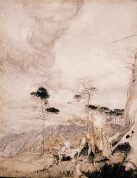 Vendedores de Ovos de Fada (aquarela com caneta e tinta sobre papel) de Arthur Rackham