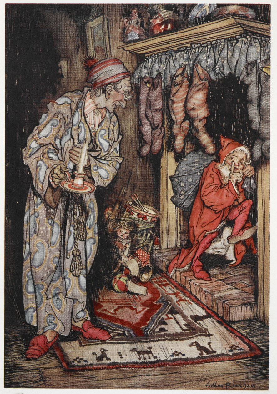 Pai Natal entregando presentes na véspera de Natal de Arthur Rackham