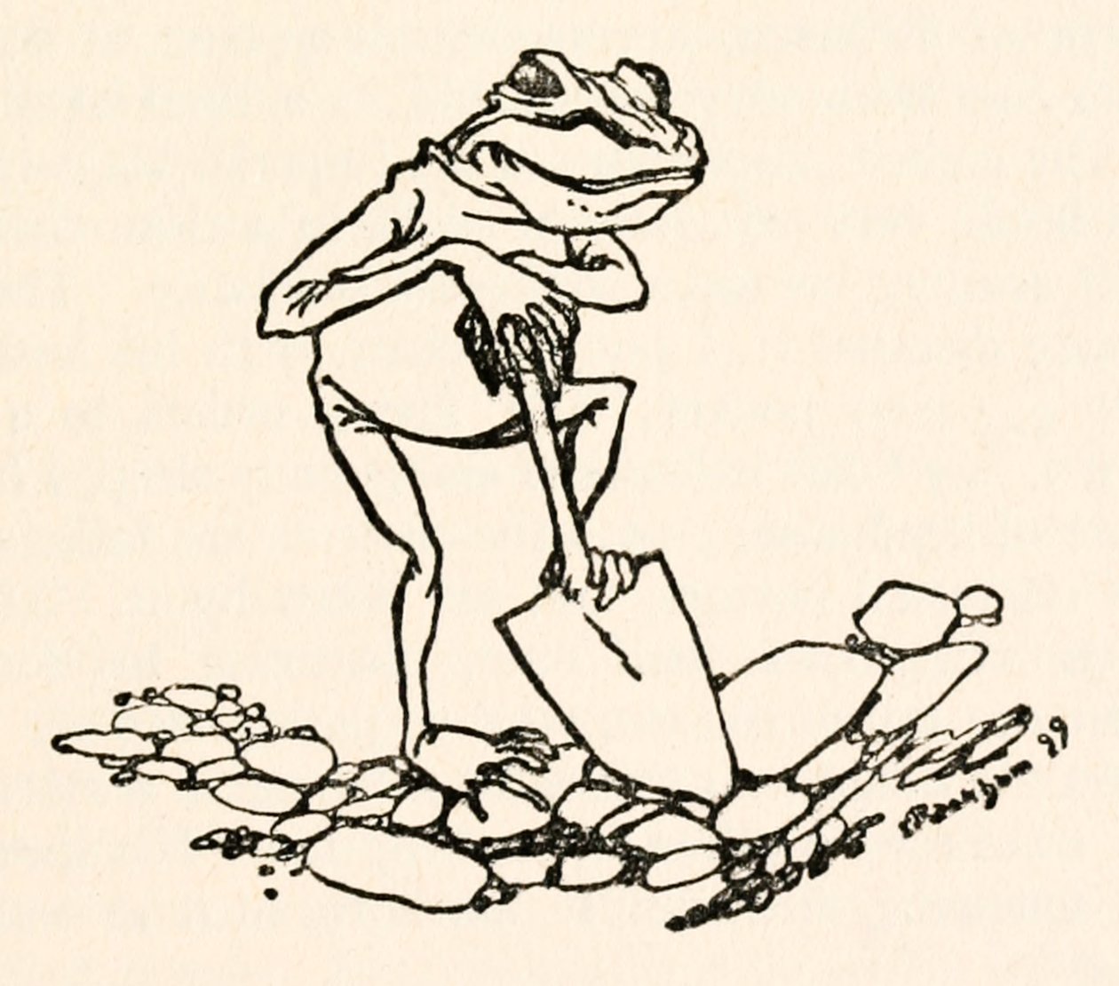 Sapo com uma pá de Gullivers Travels por Jonathan Swift de Arthur Rackham