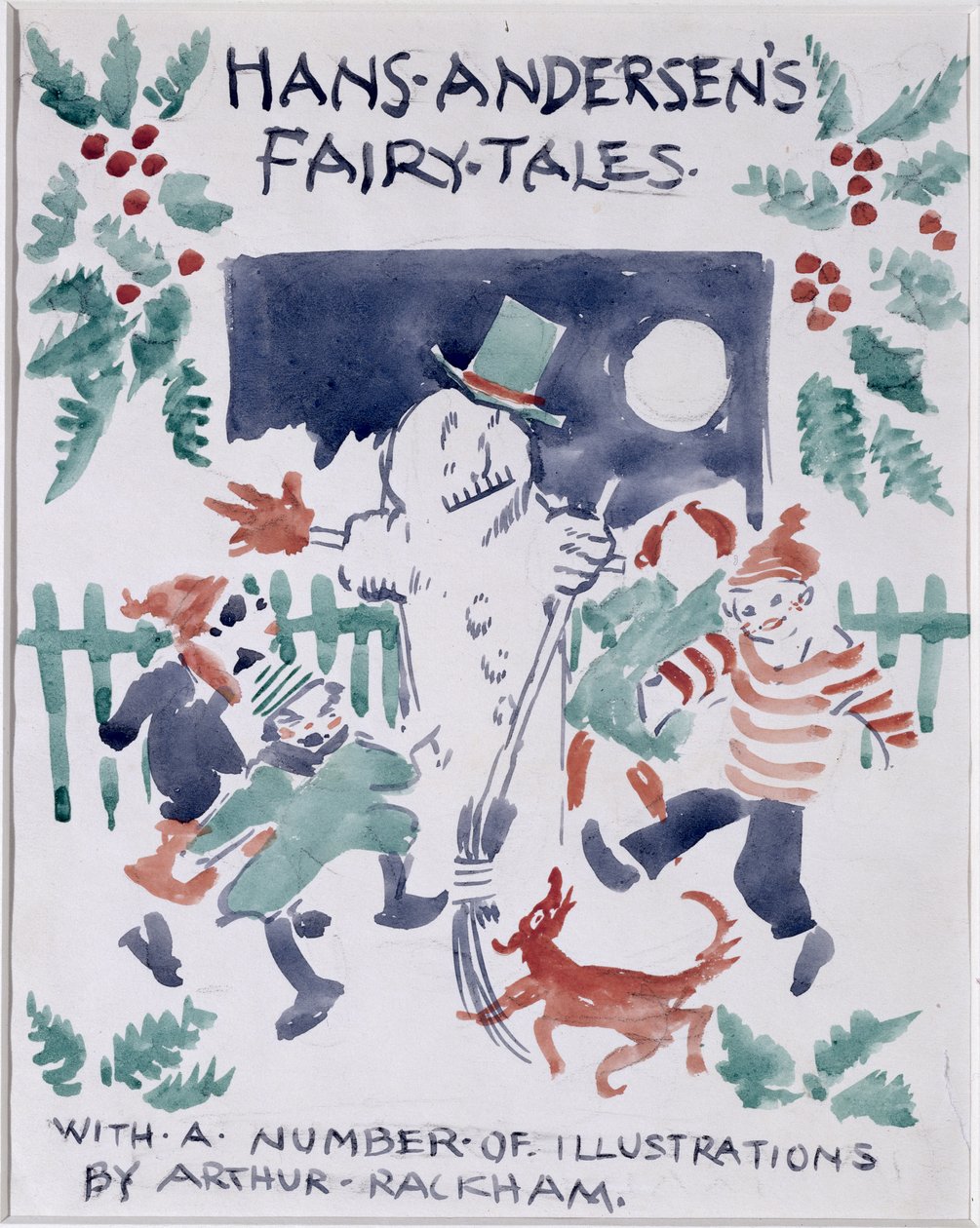 Esboço de capa para Hans Andersens Fairy Tales (wc no papel) de Arthur Rackham
