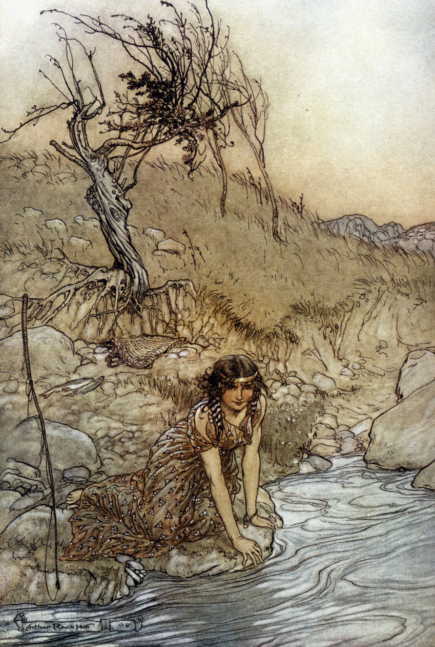 Hermia: Ilustração de Arthur RACKHAM (1867-1939) para The Dream of a Summer Night de William SHAKESPEARE de Arthur Rackham