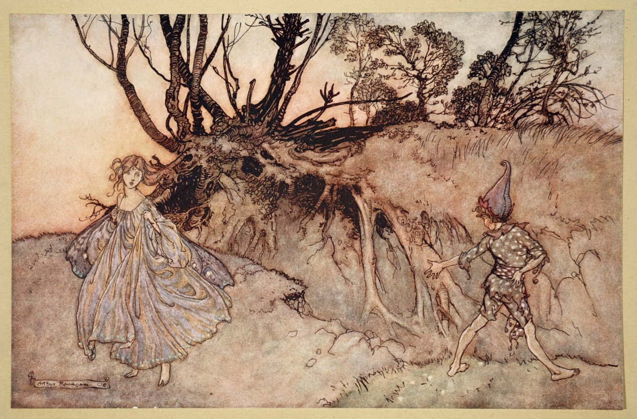 Como agora espírito! murchar você, ilustração de &39;Sonho de noites de verão&39; por William Shakespeare, 1908 de Arthur Rackham
