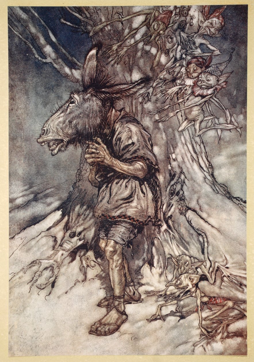 Eu cantarei que eles ouvirão que eu não tenho medo, ilustração de &39;Sonho de Noites de Verão&39; de William Shakespeare, 1908 de Arthur Rackham