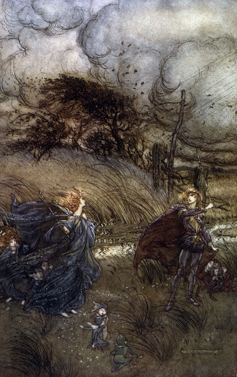 Ilustração de Arthur RACKHAM (1867-1939) para The Dream of a Summer Night de William SHAKESPEARE de Arthur Rackham