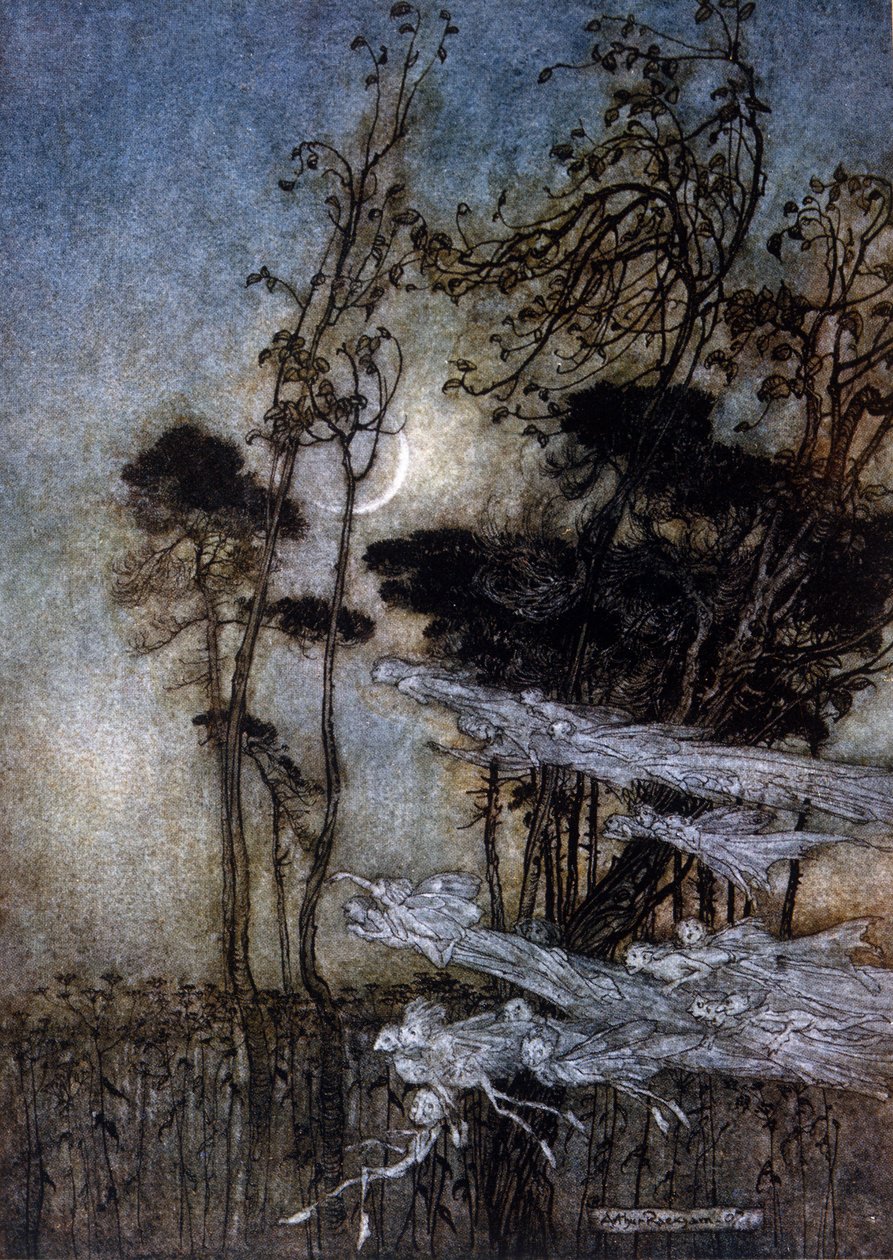 Ilustração de Arthur RACKHAM (1867-1939) para The Dream of a Summer Night de William SHAKESPEARE de Arthur Rackham
