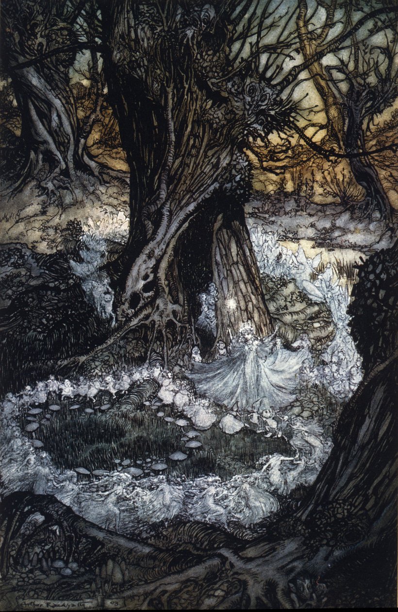 Ilustração de Arthur RACKHAM (1867-1939) para The Dream of a Summer Night de William SHAKESPEARE de Arthur Rackham