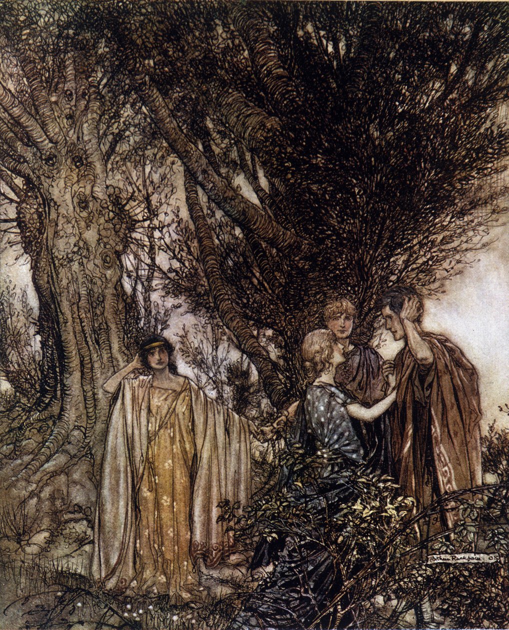 Ilustração de Arthur RACKHAM (1867-1939) para The Dream of a Summer Night de William SHAKESPEARE de Arthur Rackham